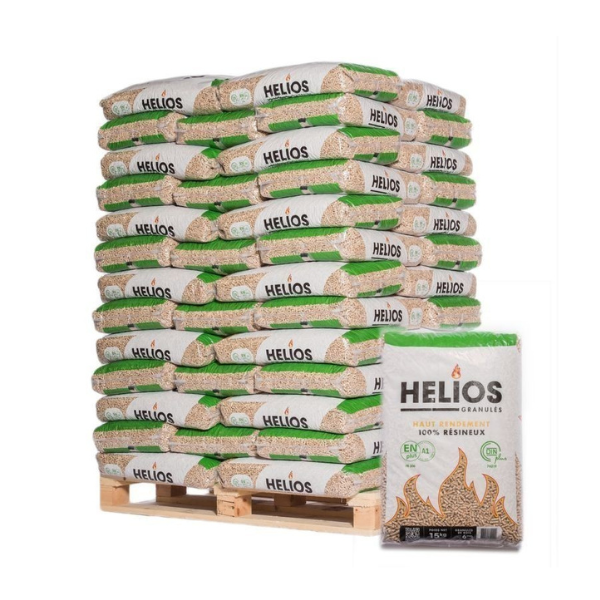 HELIOS Premium Holzpellets DIN Plus / EN Plus A1 – 975 kg Palette Nadelholz Pellets für Pelletheizung
