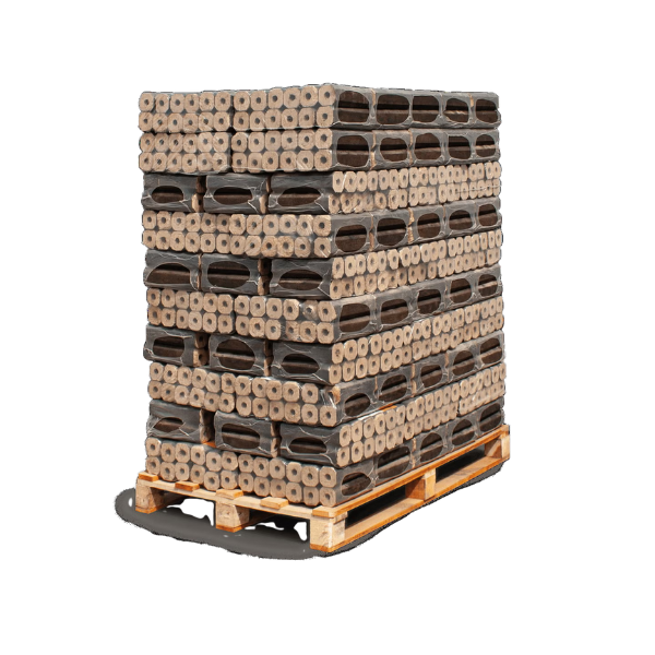 Heizfuxx PiniKay Octagon Hartholzbriketts – 960 kg Palette Hochverdichtete Premium Briketts für Kamin & Ofen