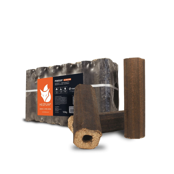 Heizfuxx PiniKay Quadro Hartholzbriketts – 960 kg Palette (96 x 10 kg) Hochverdichtete Vierkant Holzbriketts