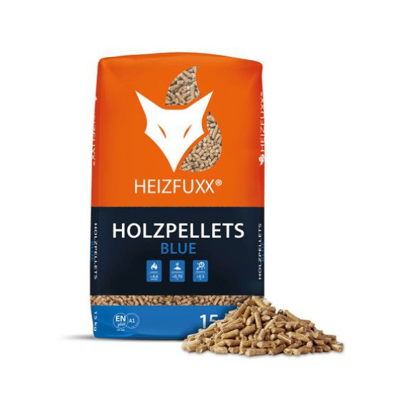 Heizfuxx Blue ENplus A1 Holzpellets – 975 kg Palette (65 x 15 kg) Premium Pelletöfen Holzpellets