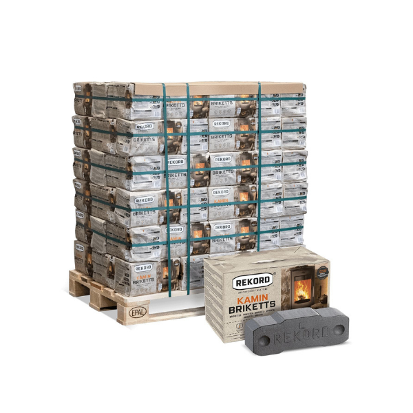 Rekord Braunkohlebriketts – 900 kg Palette Klassische Kamin- & Ofen Briketts