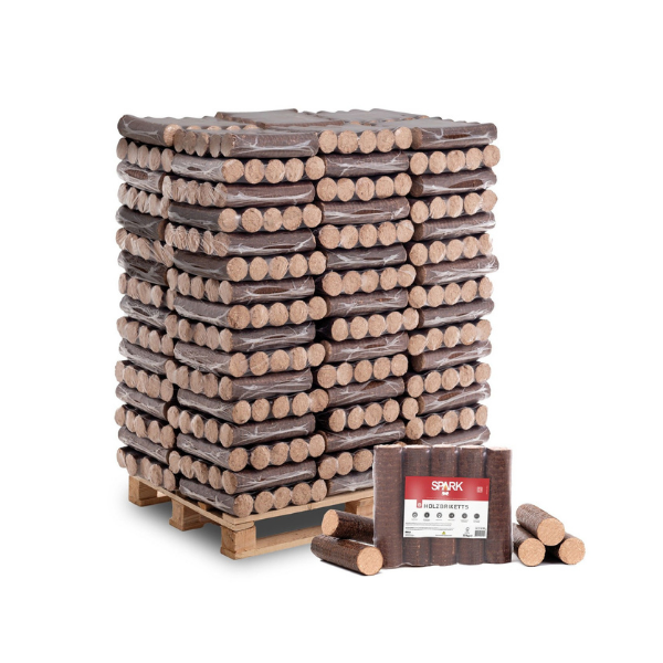 Spark Buchen Hartholzbriketts Rund – 960 kg Palette Premium Holzbriketts für Kamin & Ofen