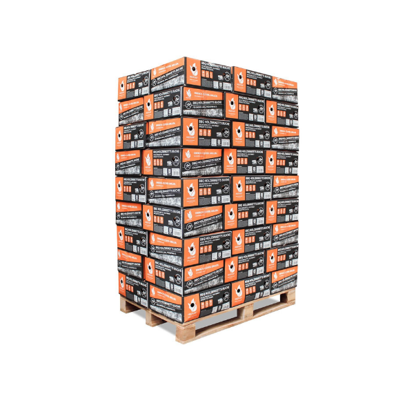 Heizfuxx BBQ Buchenholzbriketts – 972 kg Palette (54 x 18 kg) Premium Grill- & Feuerstellen Briketts