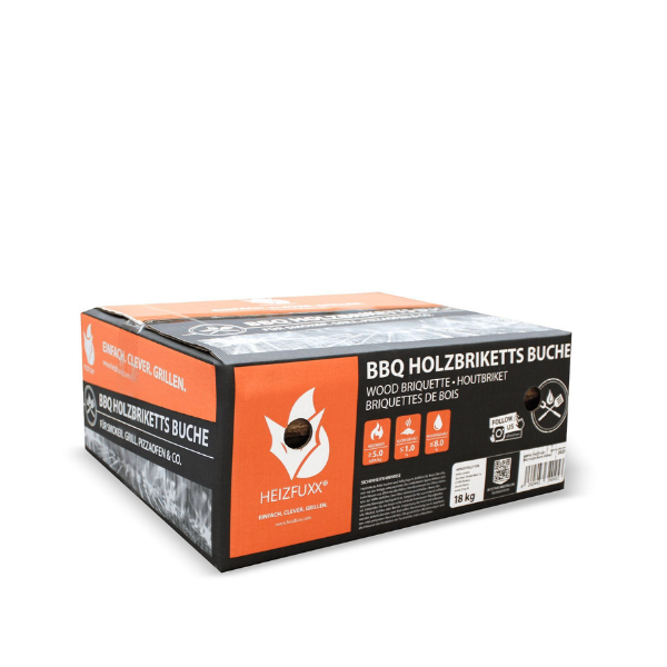 Heizfuxx BBQ Buchenholzbriketts – 972 kg Palette (54 x 18 kg) Premium Grill- & Feuerstellen Briketts